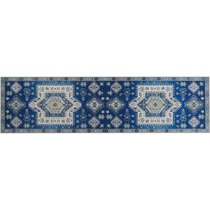PARVAKADLI - Laagpolig vloerkleed - Blauw - 80 x 300 cm - Polyester