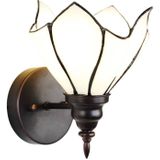 LumiLamp Wandlamp Tiffany 23x17x19 cm Wit Bruin Glas Metaal Muurlamp