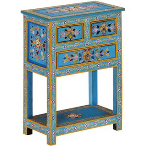 vidaXL Dressoir 55x30x76 cm massief mangohout turquoise