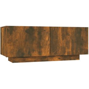 The Living Store Tv-meubel - Praktisch bewerkt hout - Gerookt eiken - 100 x 35 x 40 cm - Trendy design