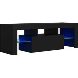 The Living Store TV-meubel Hifi-kast - 120x35x40 cm - RGB LED-verlichting - Zwart