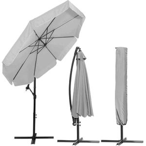 Springos Parasol Parasols Kantelbaar Met Ventilatie Lichtgrijs 290 cm