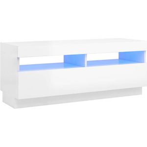 The Living Store TV-meubel Hifi hoogglans wit - 100 x 35 x 40 cm - RGB LED-verlichting