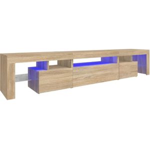 The Living Store TV-meubel LED-verlichting - Sonoma eiken - 215 x 36.5 x 40 cm - opbergruimte - weergavefunctie -