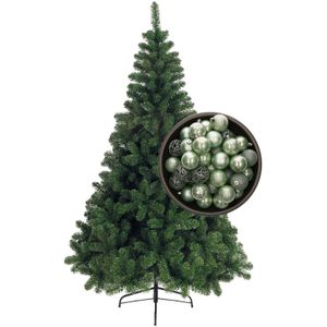 Bellatio Decorations kunst kerstboom 240 cm met kerstballen mintgroen - Kunstkerstboom