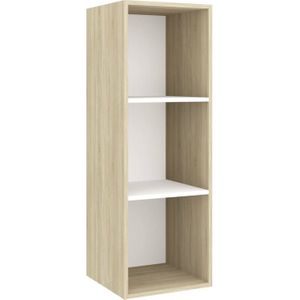 The Living Store Televisiewandmeubel - Sonoma eiken en wit - 37 x 37 x 107 cm