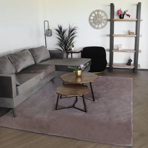 Vloerkleed rechthoek 200x290cm roze hoogpolig tapijt Liv fluffy vloerkleed