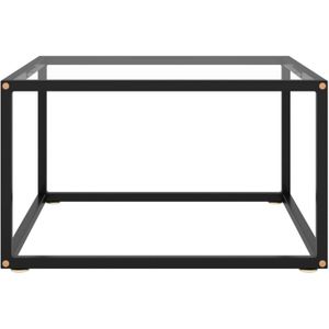 The Living Store Salontafel - Gehard glas en gepoedercoat staal - 60 x 60 x 35 cm - Zwart en transparant