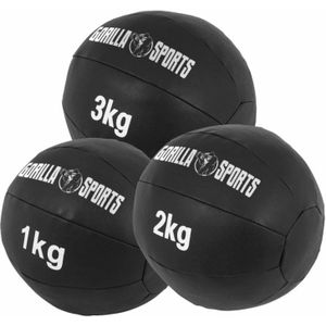 Gorilla Sports Medicijn Bal set van 3 - 6 kg - 1, 2 en 3 kg - Medicine ball - Trainingsballen - Leer