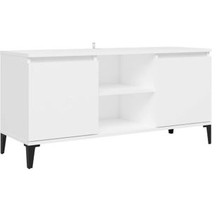 The Living Store TV-meubel Industrieel - 103.5 x 35 x 50 cm - Wit - Bewerkt hout en metaal