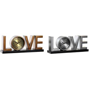 Bordsklocka DKD Home Decor Love Koper 39 x 8 x 15 cm Zilverkleurig Ijzer Loft (2 Stuks)