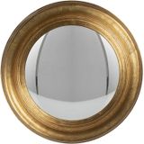 HAES DECO - Bolle ronde Spiegel - Goudkleurig - Ø 34x4 cm - Hout / Glas - Wandspiegel, Spiegel rond, Convex Glas
