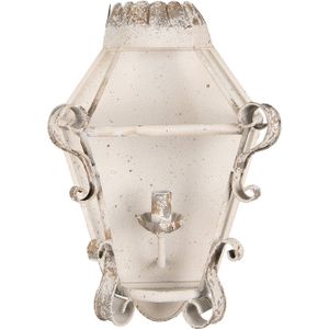 HAES DECO - Wandlamp - Shabby Chic - Vintage / Retro Lamp, 33x18x49 cm - Gebroken wit Metaal - Muurlamp, Sfeerlamp
