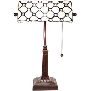 Clayre & Eef Cremekleurige Bureaulamp Tiffany 26*16*40 cm E27/max 1*40W 5LL-5687