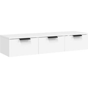 The Living Store Zwevende Wandkast - 102 x 30 x 20 cm - Wit Hout