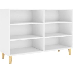 The Living Store Dressoir Scandinavisch Stabiel - 6 schappen - Wit - 103.5 x 35 x 70 cm