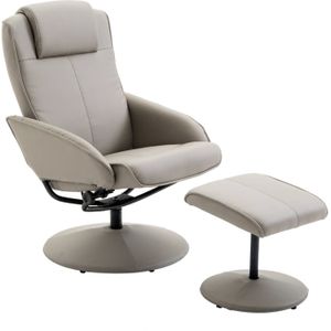 Relaxstoel met voetenbankje - Stoelen - Relax fauteuil - Stoel - Draaifauteuil - Draaistoel - Grijs - L78 × B71 × H1...