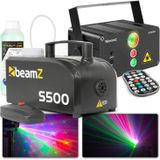 Party laser met rookmachine - BeamZ Athena accu laser rood/groen met LED