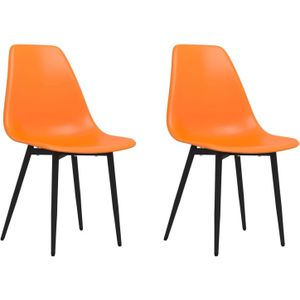 The Living Store Eetkamerstoelen - Oranje - PP - 46x52x84 cm - Ergonomisch gebogen rugleuning