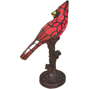 Clayre & Eef Rode Tafellamp Tiffany 15*12*33 cm E14/max 1*25W 5LL-6102R
