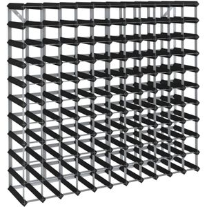 The Living Store Wijnrek - Massief grenenhout en gegalvaniseerd staal - 110 x 22.5 x 100.5 cm - Zwart