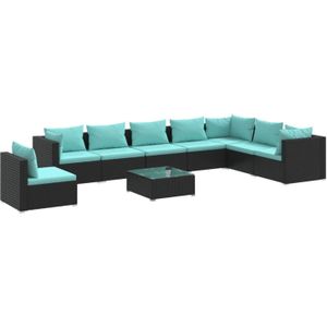 The Living Store Loungeset Zwart - Modulair design - Hoogwaardig materiaal - Stevig frame - Toegevoegde zitcomfort