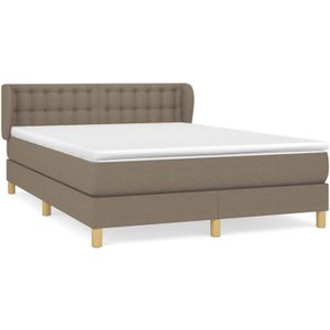 The Living Store Boxspringbed - Pocketvering - 140 x 200 cm - Taupe - Duurzaam materiaal pluche look - Verstelbaar