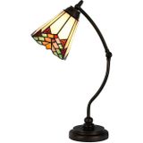 HAES DECO - Tiffany Tafellamp Beige, Rood Ø 26x50 cm Fitting E14 / Lamp max 1x40W