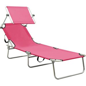 The Living Store Ligbed Luifel - 187 x 57.5 x 27 cm - Roze - 120 kg