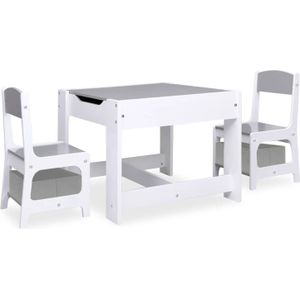 vidaXL Kindertafel met 2 stoelen MDF wit