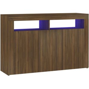The Living Store Dressoir - LED-verlichting - Bewerkt hout - 115.5 x 30 x 75 cm - Bruineiken - Trendy