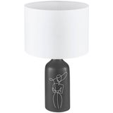 EGLO Vinoza tafellamp - E27(excl) - hoogwaardig keramiek - stoffen kap - Zwart, Wit