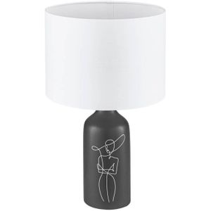 EGLO Vinoza tafellamp - E27(excl) - hoogwaardig keramiek - stoffen kap - Zwart, Wit