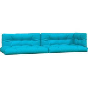 The Living Store Palletkussens - Turquoise - Polyester - 120x80x12cm - Waterafstotend - Set van 2 zitkussens - 2