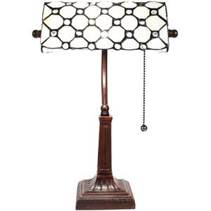 HAES DECO - Tiffany Tafellamp Creme 26x16x40 cm Fitting E27 / Lamp max 1x40W