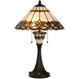 HAES DECO - Tiffany Tafellamp Beige, Rood Ø 40x61 cm Fitting E27 / Lamp max 2x40W