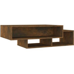 The Living Store Salontafel Rechtlijnig Gerookt Eiken - 105x55x32cm - 3 Vakken