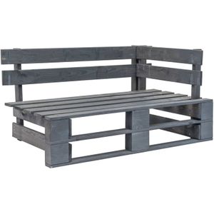 The Living Store Hoekbank Pallet - Hout - 110 x 65 x 55 cm - Grenenhout - Grijs geïmpregneerd - Inclusief kussens