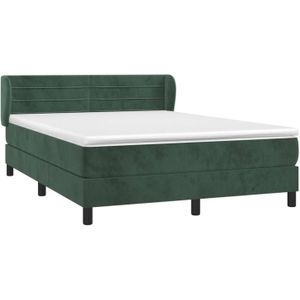 vidaXL Boxspring met matras fluweel donkergroen 140x190 cm