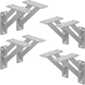 ML-Design 8 stuks plankdrager 120x120 mm, zilver, aluminium, zwevende plankdrager, plankdrager, wanddrager voor