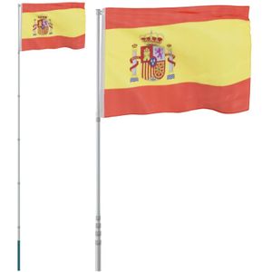 vidaXL Vlag met vlaggenmast Spanje 5,55 m aluminium