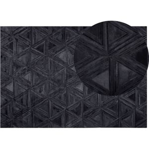 KASAR - Laagpolig vloerkleed - Zwart - 160 x 230 cm - Koeienhuid leer