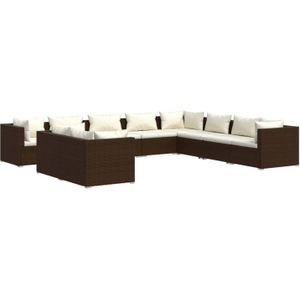 The Living Store Loungeset - Poly Rattan - Bruin - 70x70x60.5 cm - Modulair design