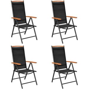 The Living Store Tuinset - 4-delige set met verstelbare stoelen - Aluminium frame - Waterbestendig textiel - HKC