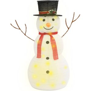 The Living Store Sneeuwpop Kerstdecoratie - 90 cm - 90 LEDs - 8 lichteffecten - wit stof - waterdicht - met 5 m