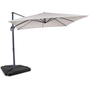 VONROC Zweefparasol Pisogne 300x300cm – Premium parasol - Beige Incl. 4 vulbare tegels