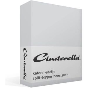 Cinderella Sundays - Topper Hoeslaken met split (tot 15 cm) - Satijn - 200x200 cm - Lichtgrijs