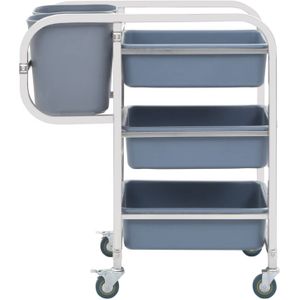 The Living Store Trolley Opbergwagen - Kunststof Bakken - Roestvrij Staal - 82x43.5x93 cm