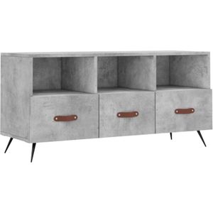 The Living Store TV-meubel - Betongrijs - 102 x 36 x 50 cm - Bewerkt hout en ijzer