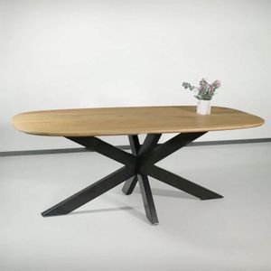 Eettafel deens ovaal mangohout 200cm Austin lichtbruin ovale tafel duurzaam mango eetkamertafel